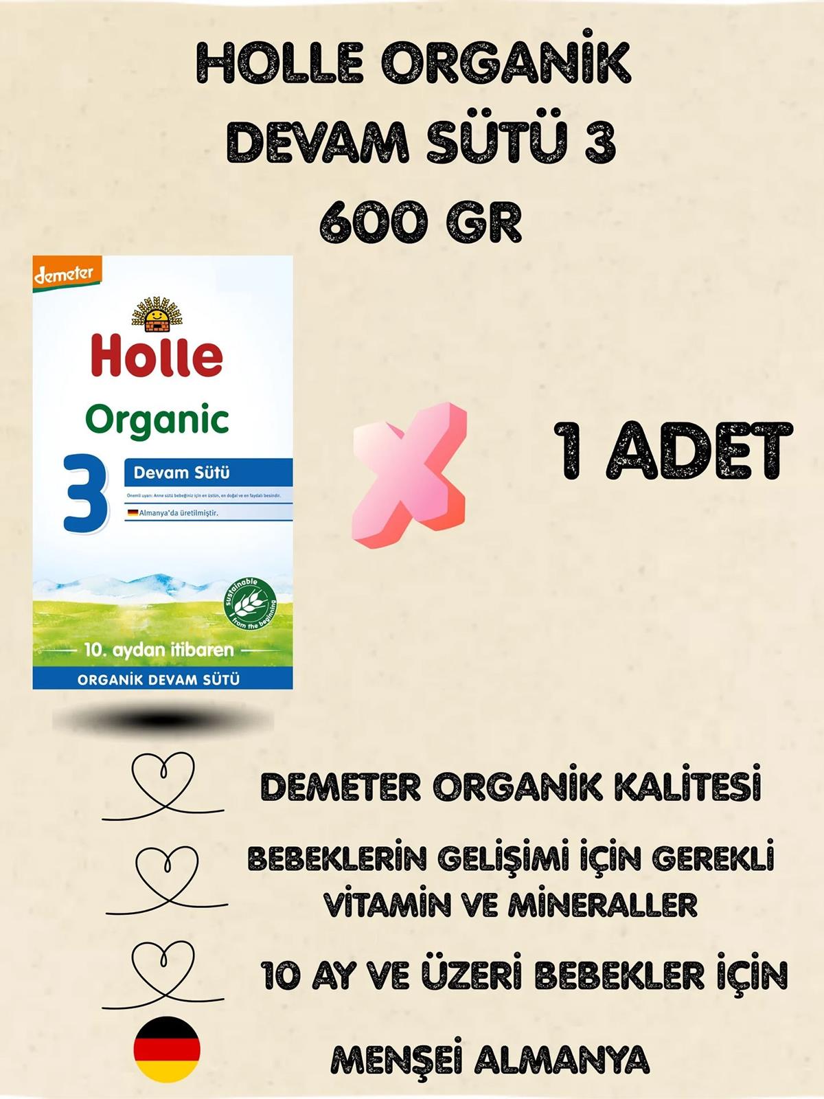 Holle Organik 3 Devam Sütü 600 Gr