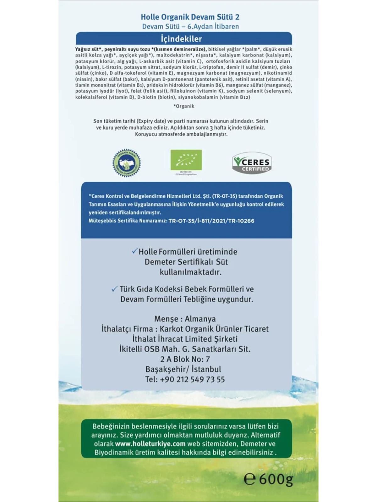 Holle Organik 2 Devam Sütü 600 Gr