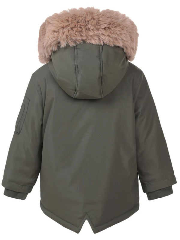 Civil Boys Kapşonu Kürklü 2-5 Yaş Mont - Haki