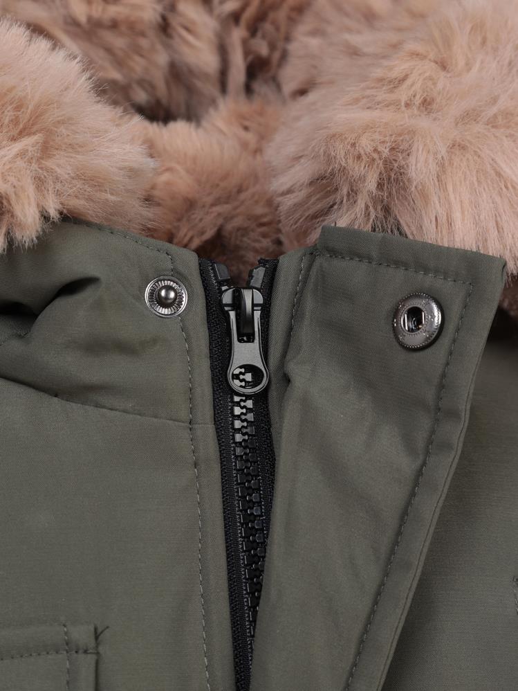 Civil Boys Kapşonu Kürklü 2-5 Yaş Mont - Haki