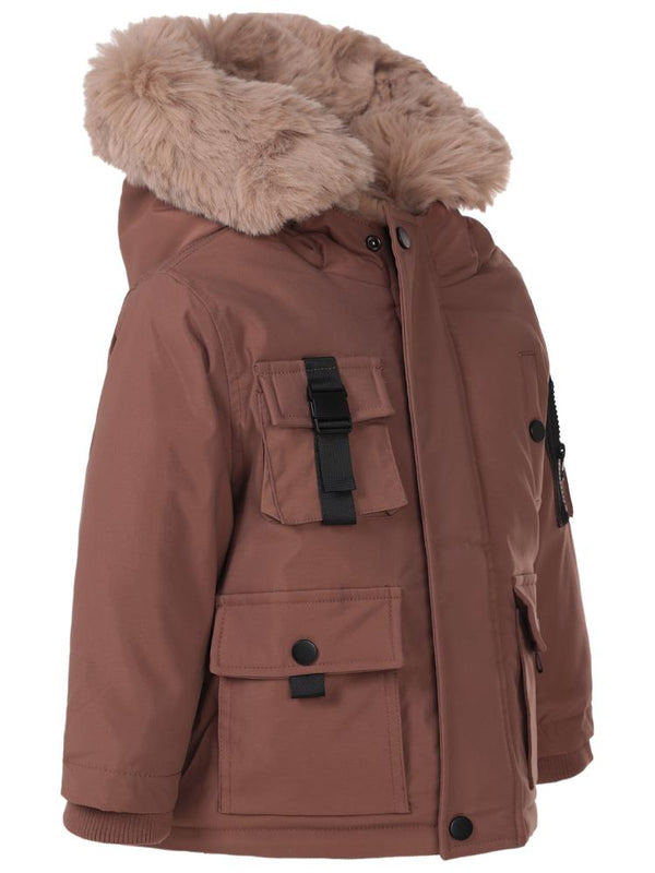 Civil Boys Kapşonu Kürklü 2-5 Yaş Mont - Kahverengi
