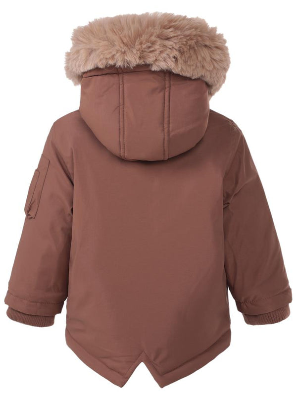Civil Boys Kapşonu Kürklü 2-5 Yaş Mont - Kahverengi