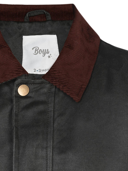Boys Gömlek Yakalı Mont | Mikro Uzun Kol Kapşonlu | Okul Kreş ve Günlük Kullanım - Haki