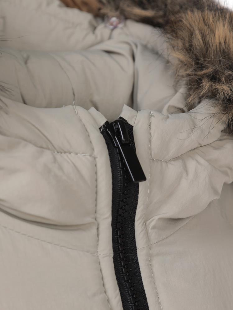 Civil Boys Kürk Kapşonlu 2-5 Yaş Mont - Bej