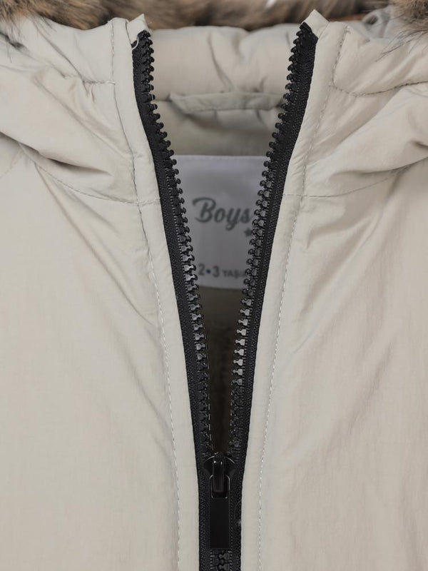 Civil Boys Kürk Kapşonlu 2-5 Yaş Mont - Bej