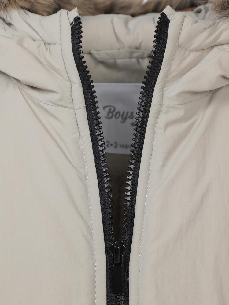 Civil Boys Kürk Kapşonlu 2-5 Yaş Mont - Bej