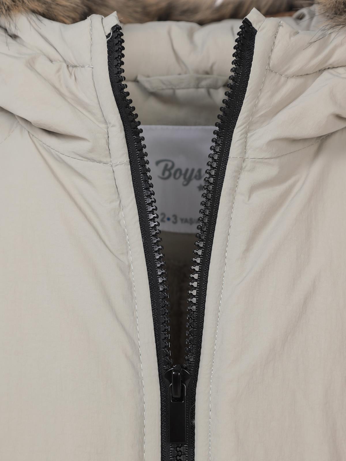 Civil Boys Kürk Kapşonlu 2-5 Yaş Mont - Bej