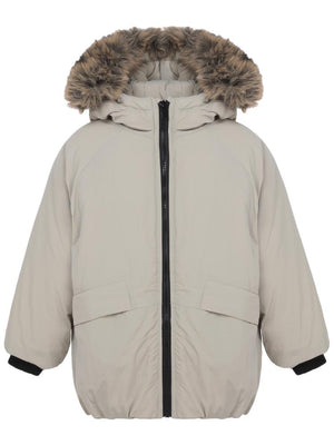 Civil Boys Kürk Kapşonlu 2-5 Yaş Mont - Bej