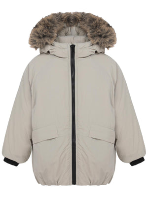 Civil Boys Kürk Kapşonlu 2-5 Yaş Mont - Bej