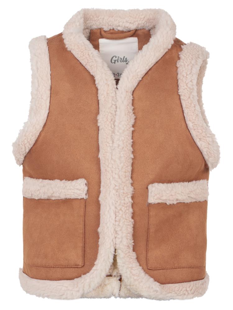 Girls 2-5 Yaş Yelek - Kahverengi