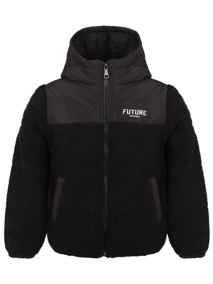 Civil Boys Future Baskılı Kapşonlu 10-13 Yaş Mont - Siyah