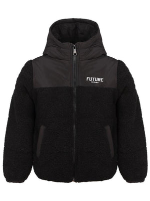 Civil Boys Future Baskılı Kapşonlu 10-13 Yaş Mont - Siyah