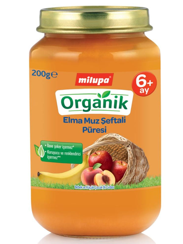 Mılupa Org Elmalı Muz Seftalı Kavanoz Mama 200 gr