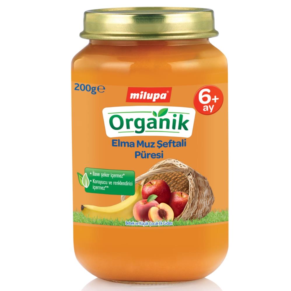 Mılupa Org Elmalı Muz Seftalı Kavanoz Mama 200 gr