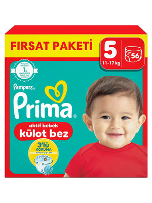 Prima Külot Bebek Bezi 5 Beden Junior Fırsat Paketi 56 Adet