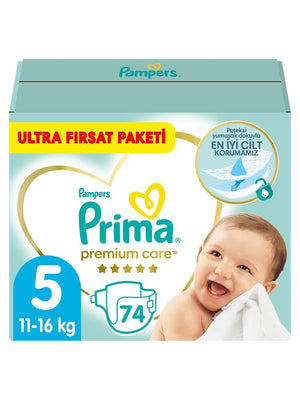 Prima Bebek Bezi Premium Care 5 Beden Junior Fırsat Paket 74 Adet