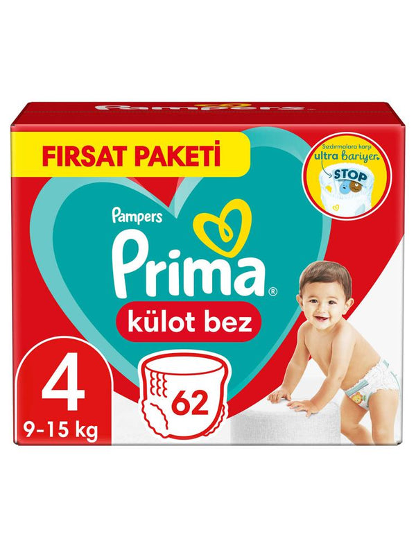 Prima Bebek Bezi Külot Bez Fırsat Paketi Maxi 4 Beden 62'li
