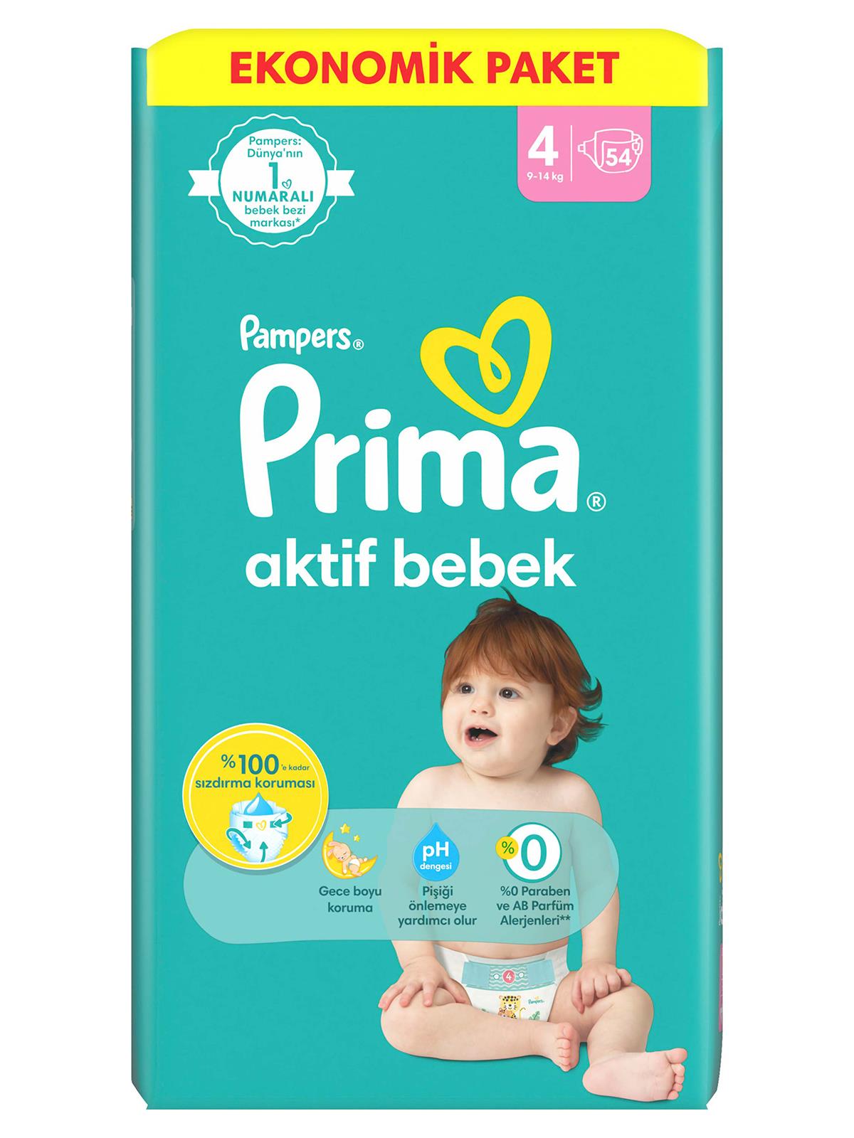 Prima Bebek Bezi Aktif Bebek 4 Beden Maxi 54 Adet