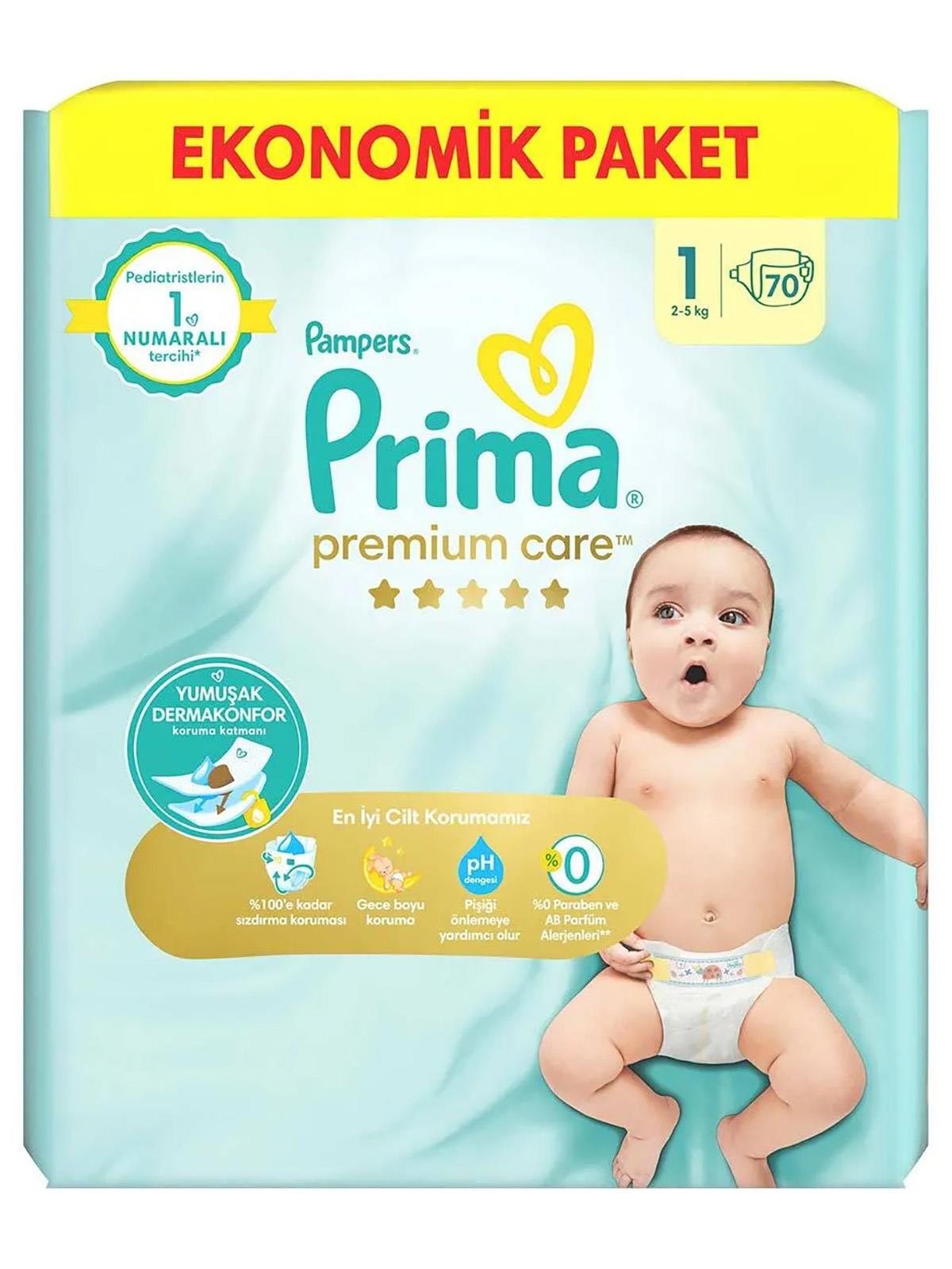 Prima Premium Care 1 Beden Bebek Bezi Ekonomik Paket Yenidoğan 70 Adet