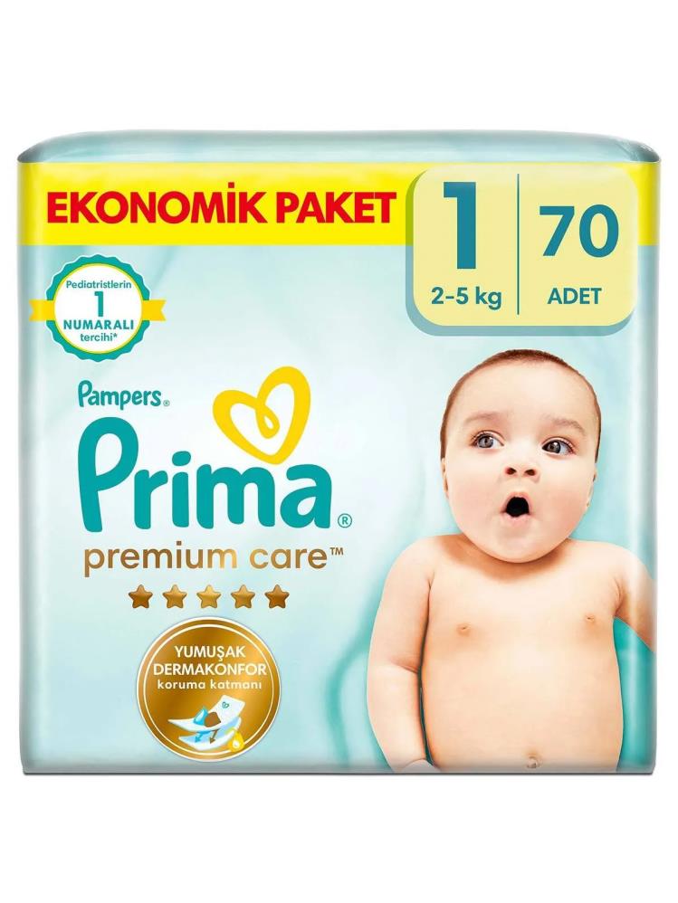 Prima Premium Care 1 Beden Bebek Bezi Ekonomik Paket Yenidoğan 70 Adet