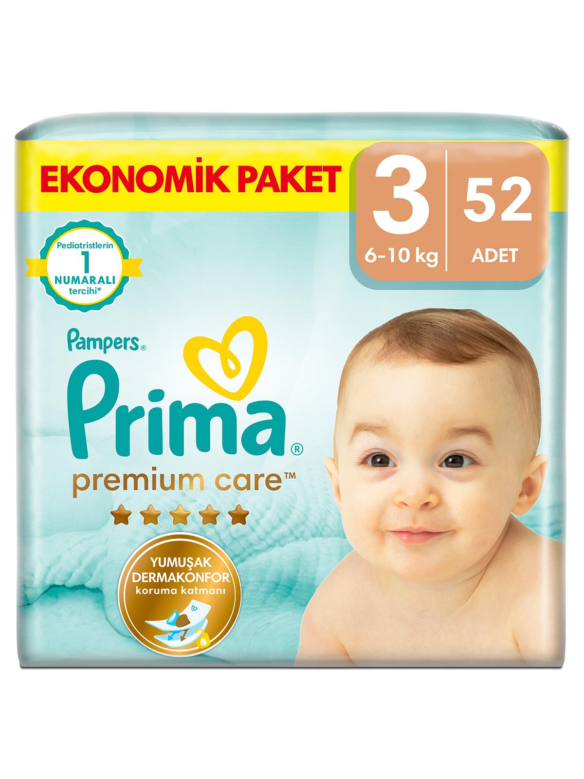 Prima Premium Care 3 Beden 52 Adet Bebek Bezi  Ekonomik Paket