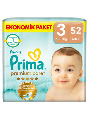 Prima Premium Care 3 Beden 52 Adet Bebek Bezi  Ekonomik Paket