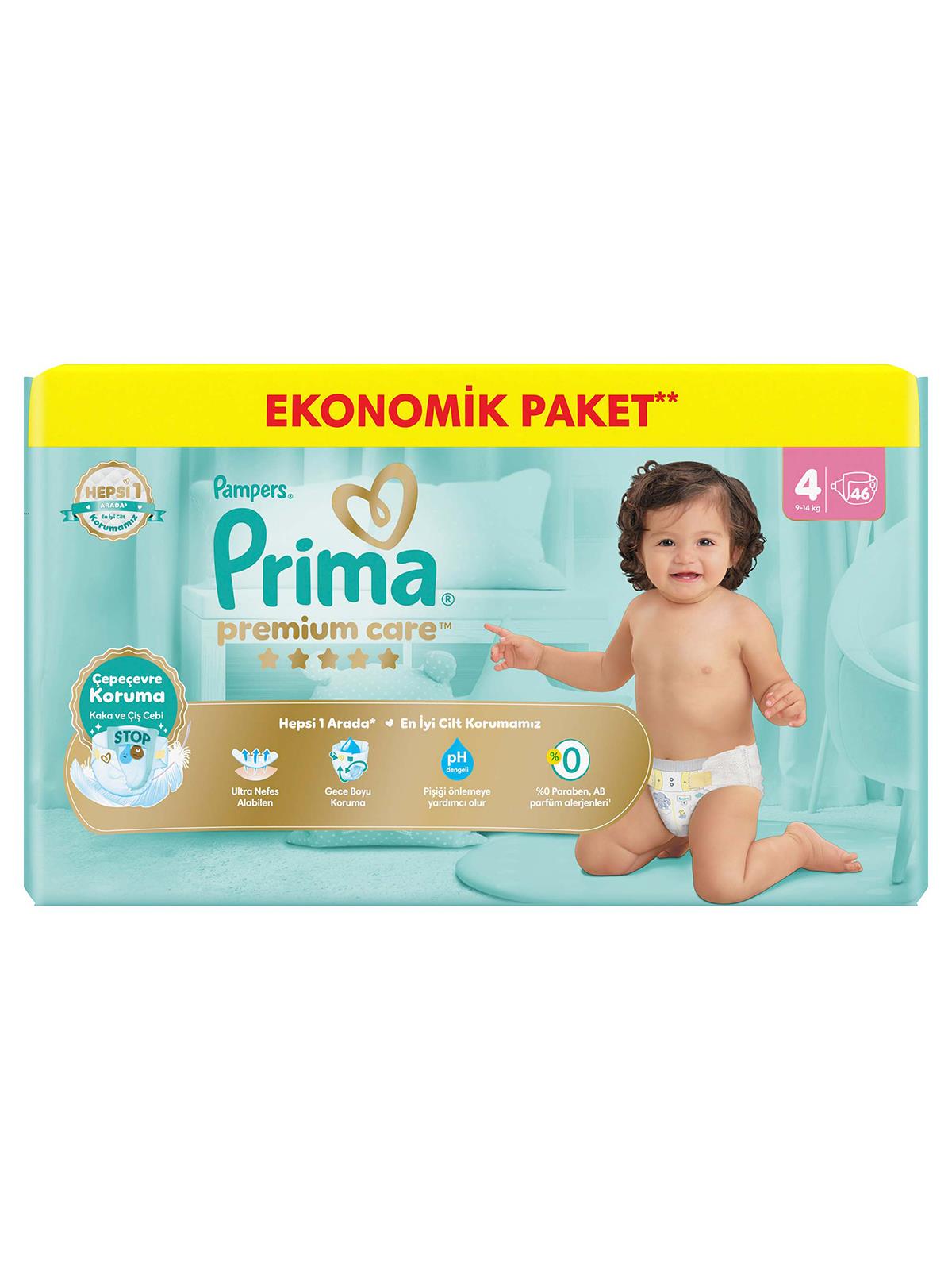 Prima Premium Care 4 Beden Bebek Bezi Maxi Ekonomik Paket 46 Adet - Standart