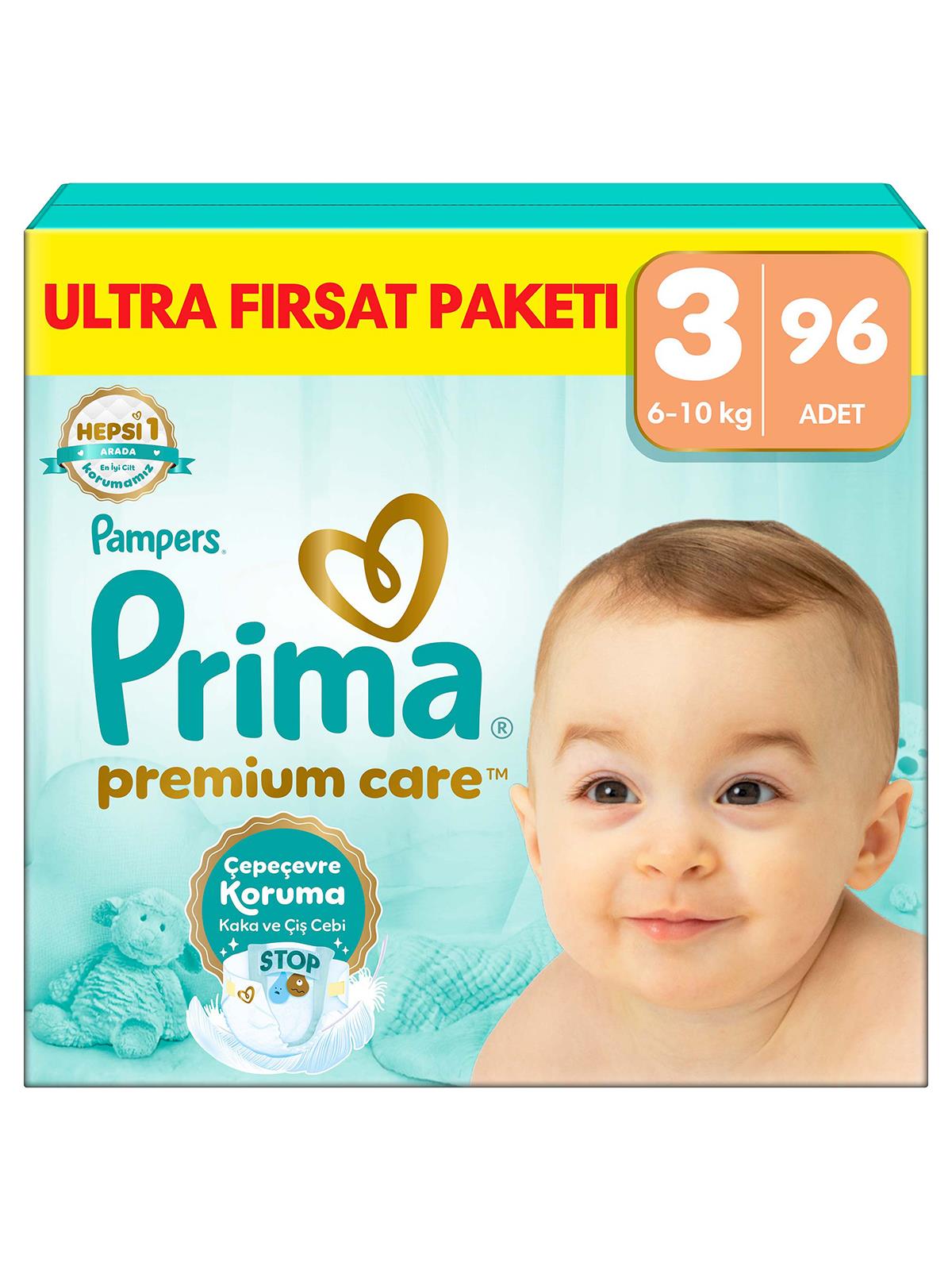 Prima Bebek Bezi Premium Care 3 Beden Midi Fırsat Paket 96 Adet