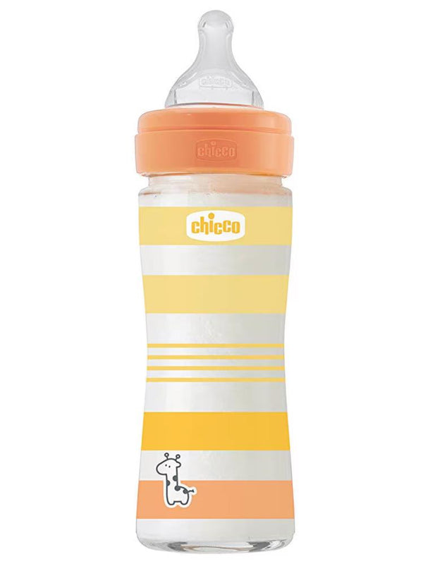 Chicco Wellbeing Yavaş Akış Gri Cam Biberon 240 ml 0+ Ay