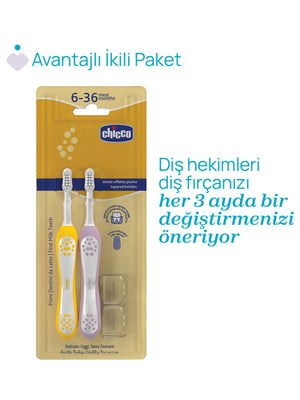 Chicco 2'Li Diş Fırçası 6-36 Ay - Lila