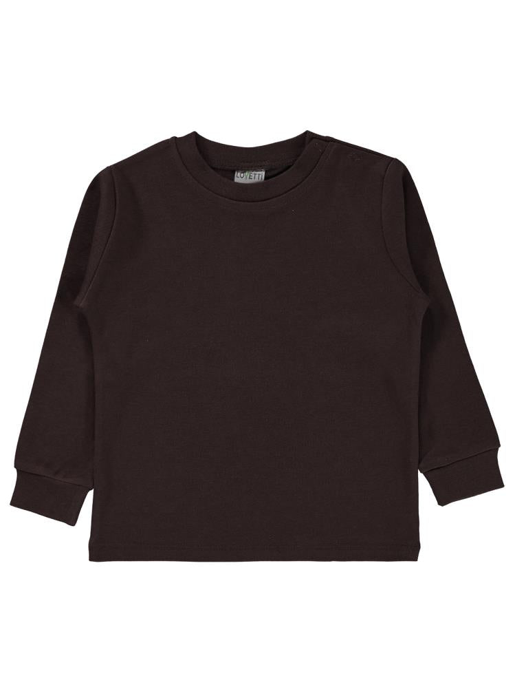Lovetti Patlı Sıfır Yaka 1-4 Yaş Sweatshirt - Kahverengi