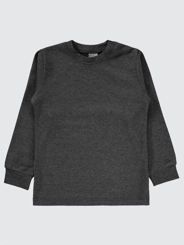 Lovetti Patlı Sıfır Yaka 1-4 Yaş Sweatshirt - Gri