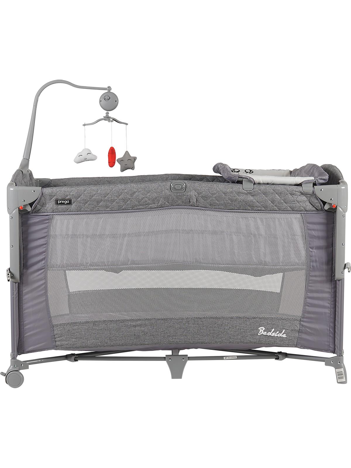 Prego Bedside Anne Yanı Oyun Parkı 70x120 cm - Gri