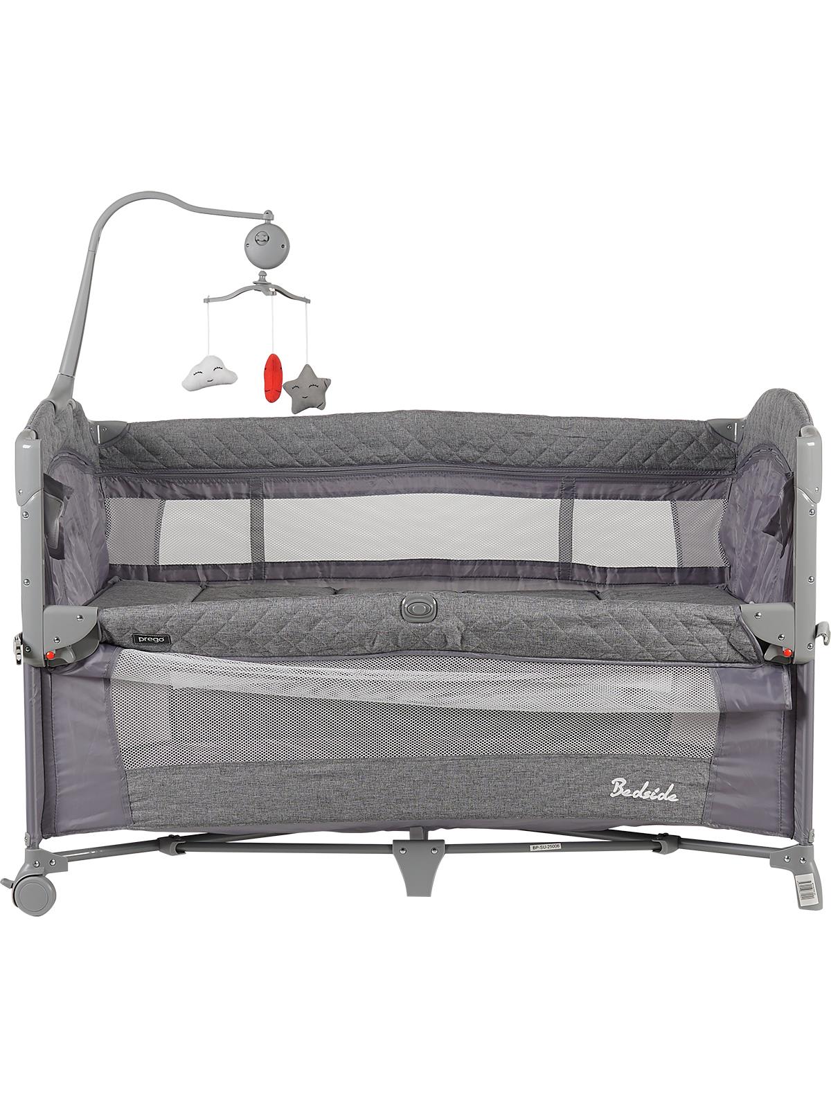 Prego Bedside Anne Yanı Oyun Parkı 70x120 cm - Gri