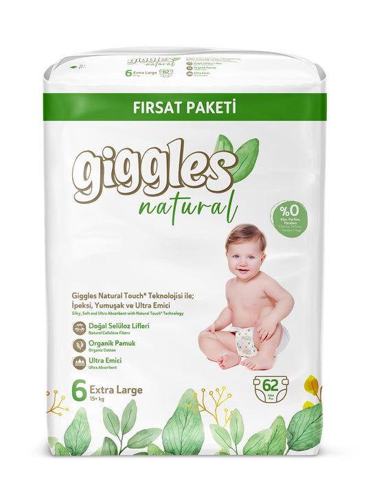 Giggles Natural Bebek Bezi Aylık Fırsat Paket Xl 62 Adet