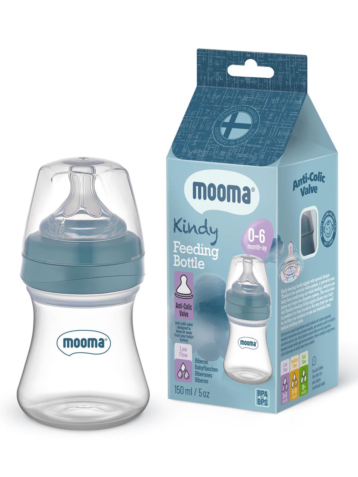 Mooma Biberon 150 Ml 0-6 Ay Yavaş Akış - Mavi