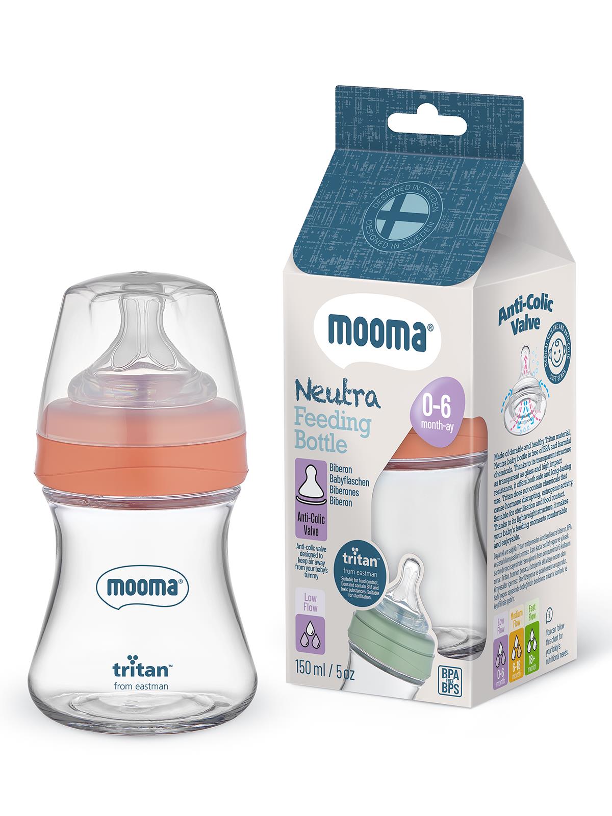 Mooma Biberon 150 Ml 0-6 Yavaş Akış - Kırmızı
