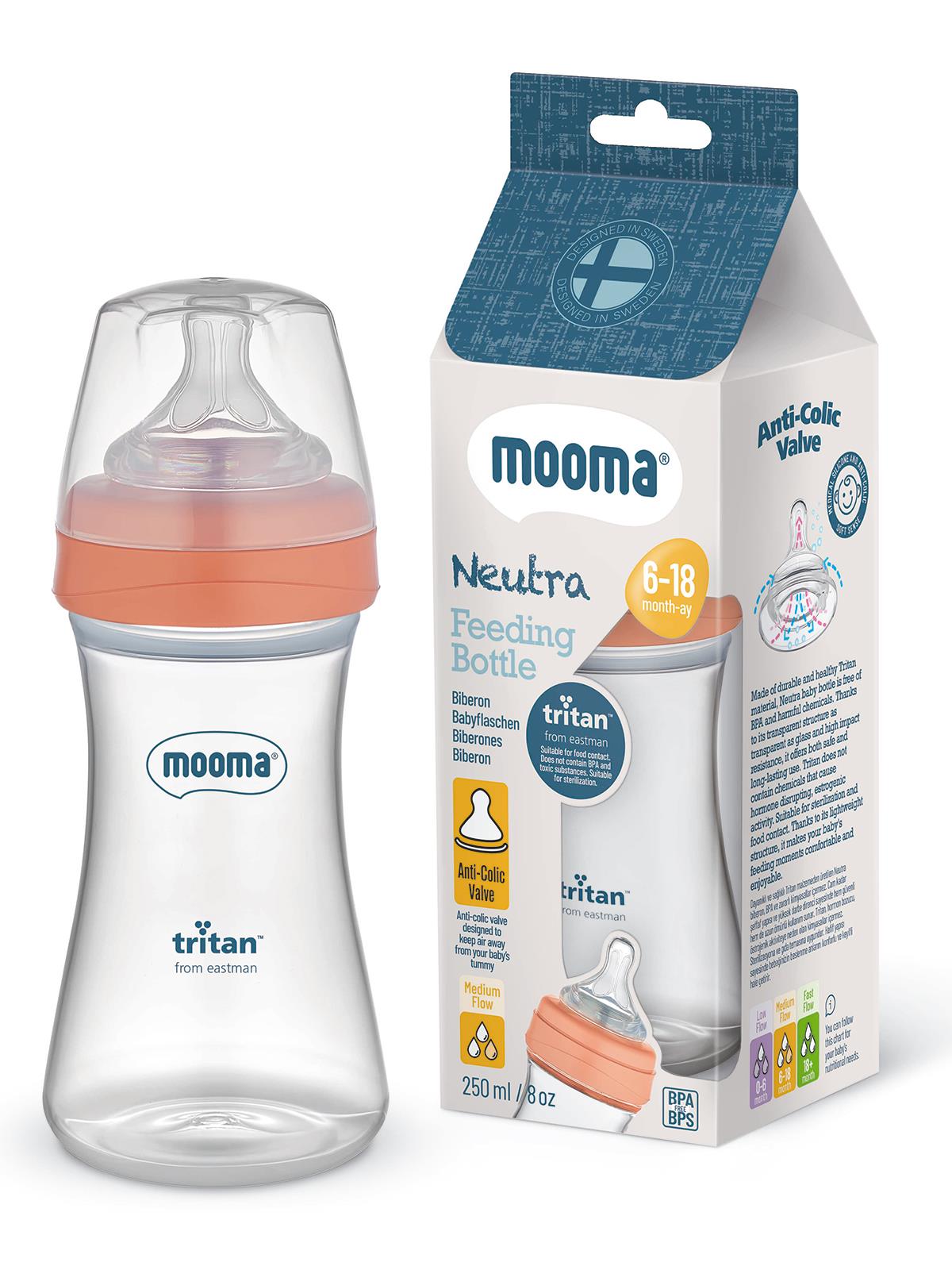 Mooma Biberon 250 Ml 6-18 Orta Akış - Kırmızı