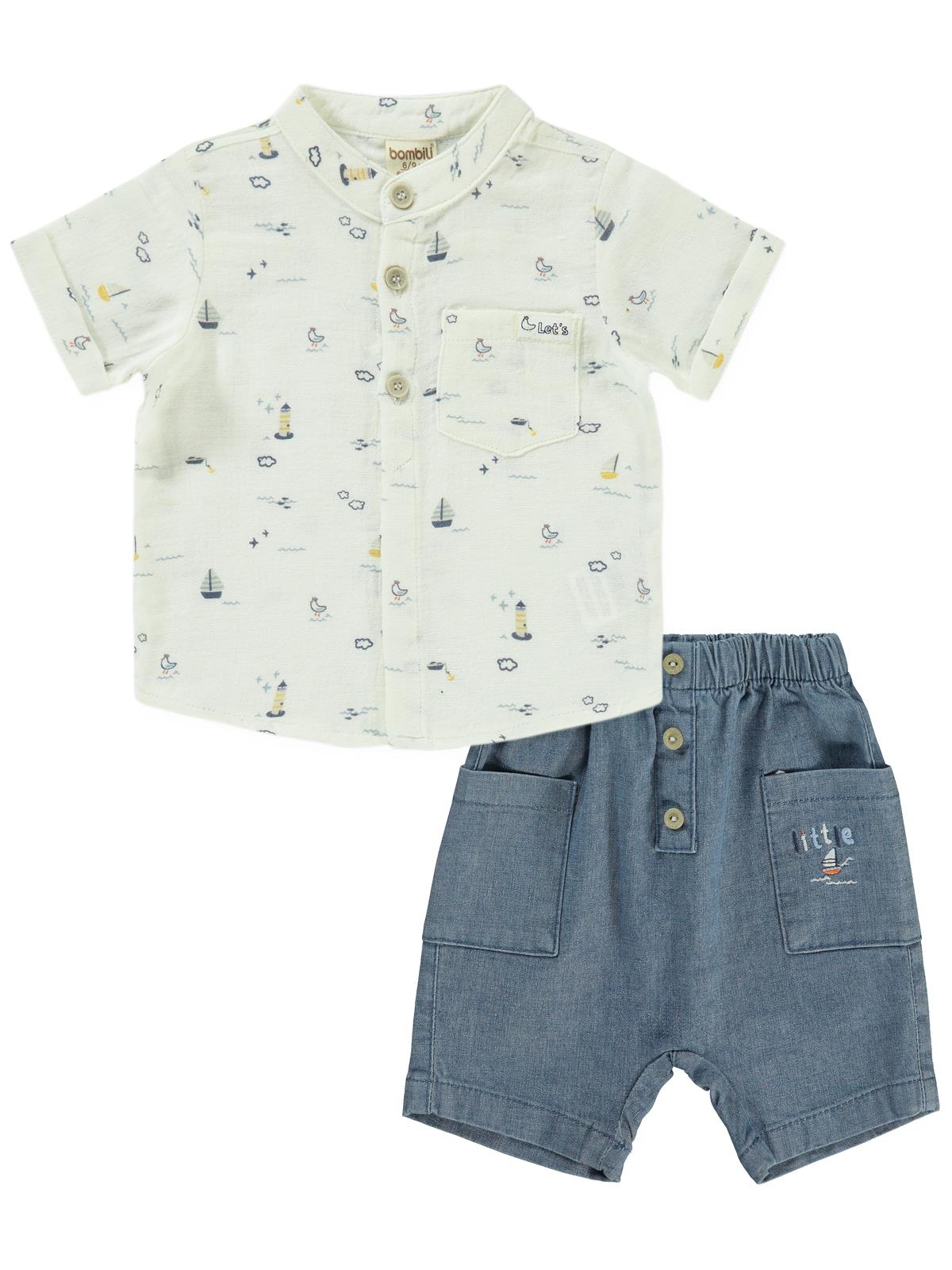 Bombili Yelken Baskılı Gömlekli 6-18 Ay Takım - Sarı