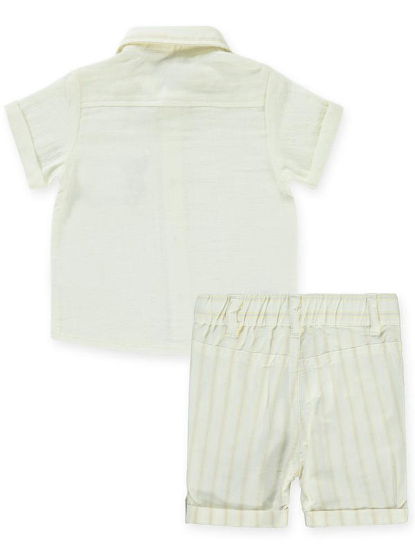 Bombili Papyonlu Araba Nakışlı 6-18 Ay Takım - Hardal