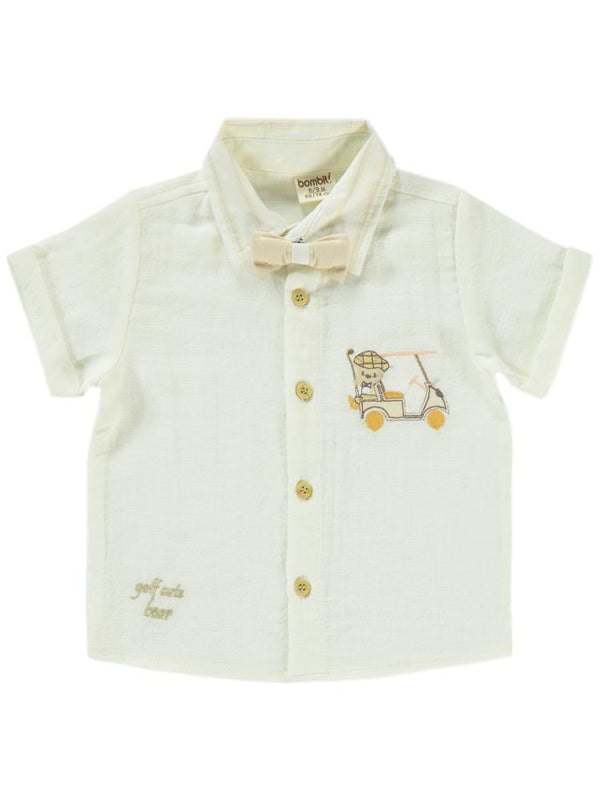 Bombili Papyonlu Araba Nakışlı 6-18 Ay Takım - Hardal