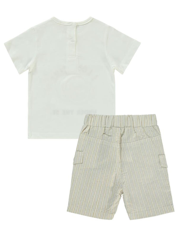 Bombili Balık Nakışlı Şortlu 6-18 Ay Takım - Kahverengi