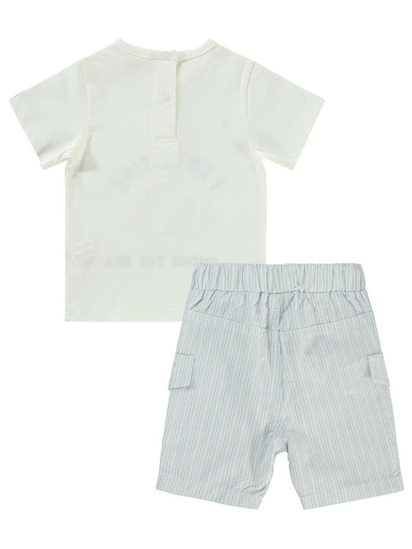 Bombili Balık Nakışlı Şortlu 6-18 Ay Takım - Mavi