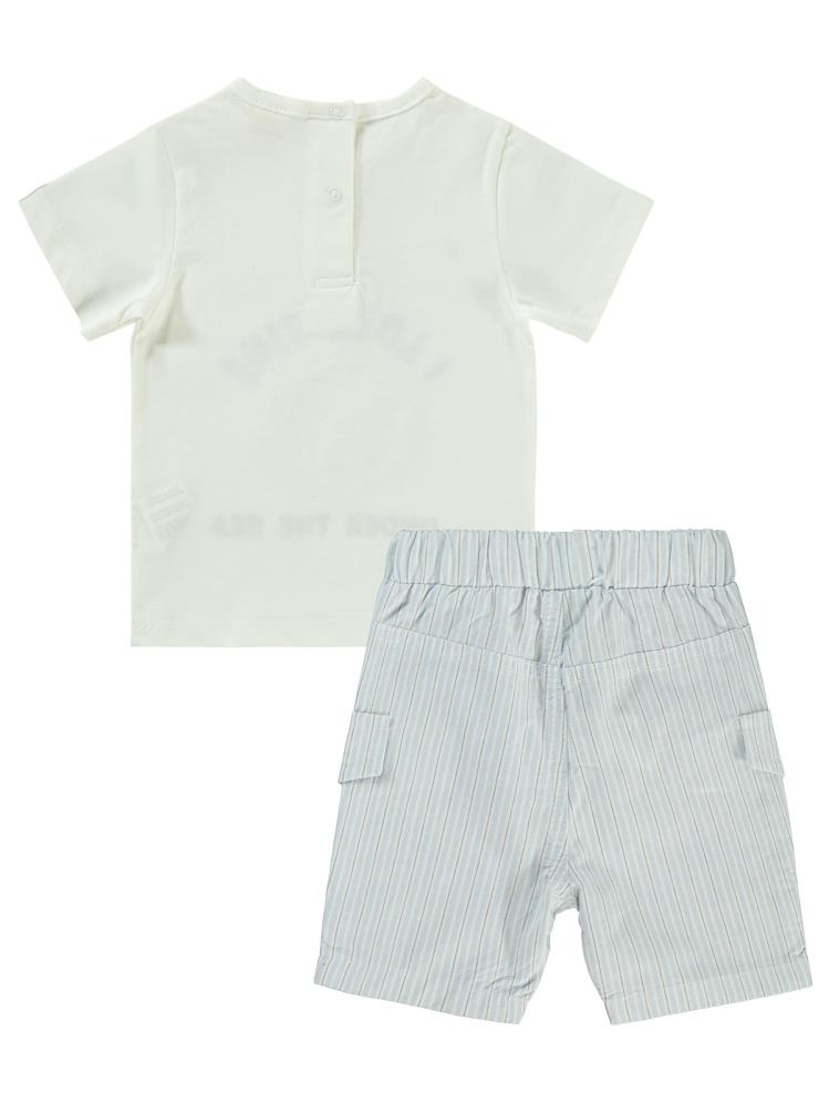 Bombili Balık Nakışlı Şortlu 6-18 Ay Takım - Mavi