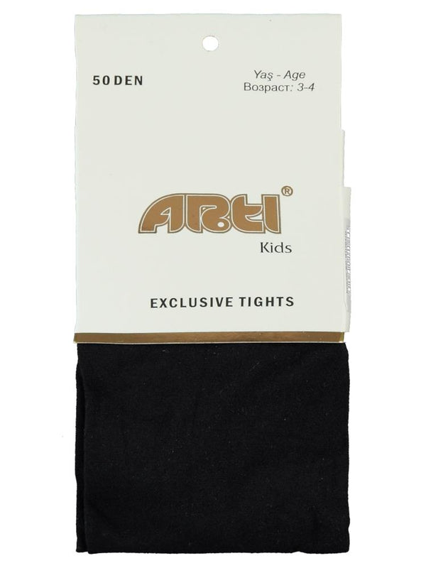 Micro 50 Denye Düz 2-12 Yaş Kız Mus Külotlu Çorap - Siyah