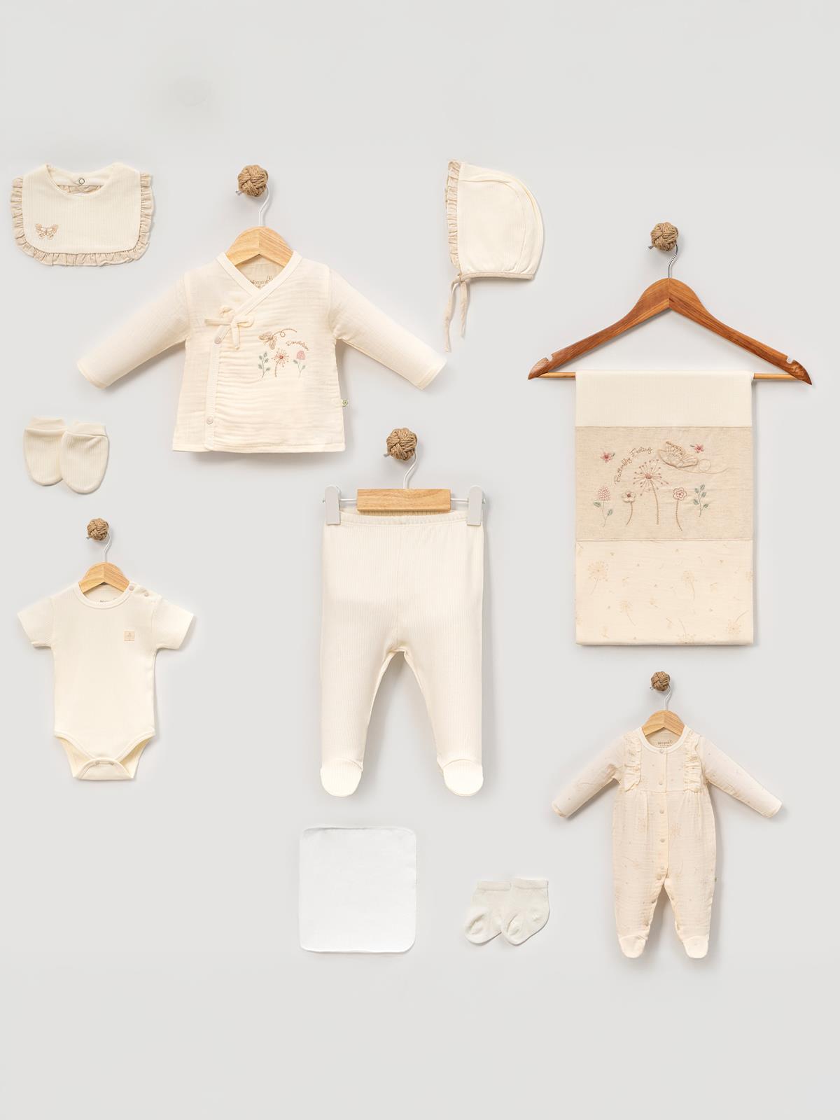 Biorganic Butterfly Feelıng 10 Parça Zıbın Seti 1-3 Ay - Ekru