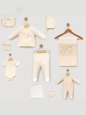 Biorganic Butterfly Feelıng 10 Parça Zıbın Seti 1-3 Ay - Ekru