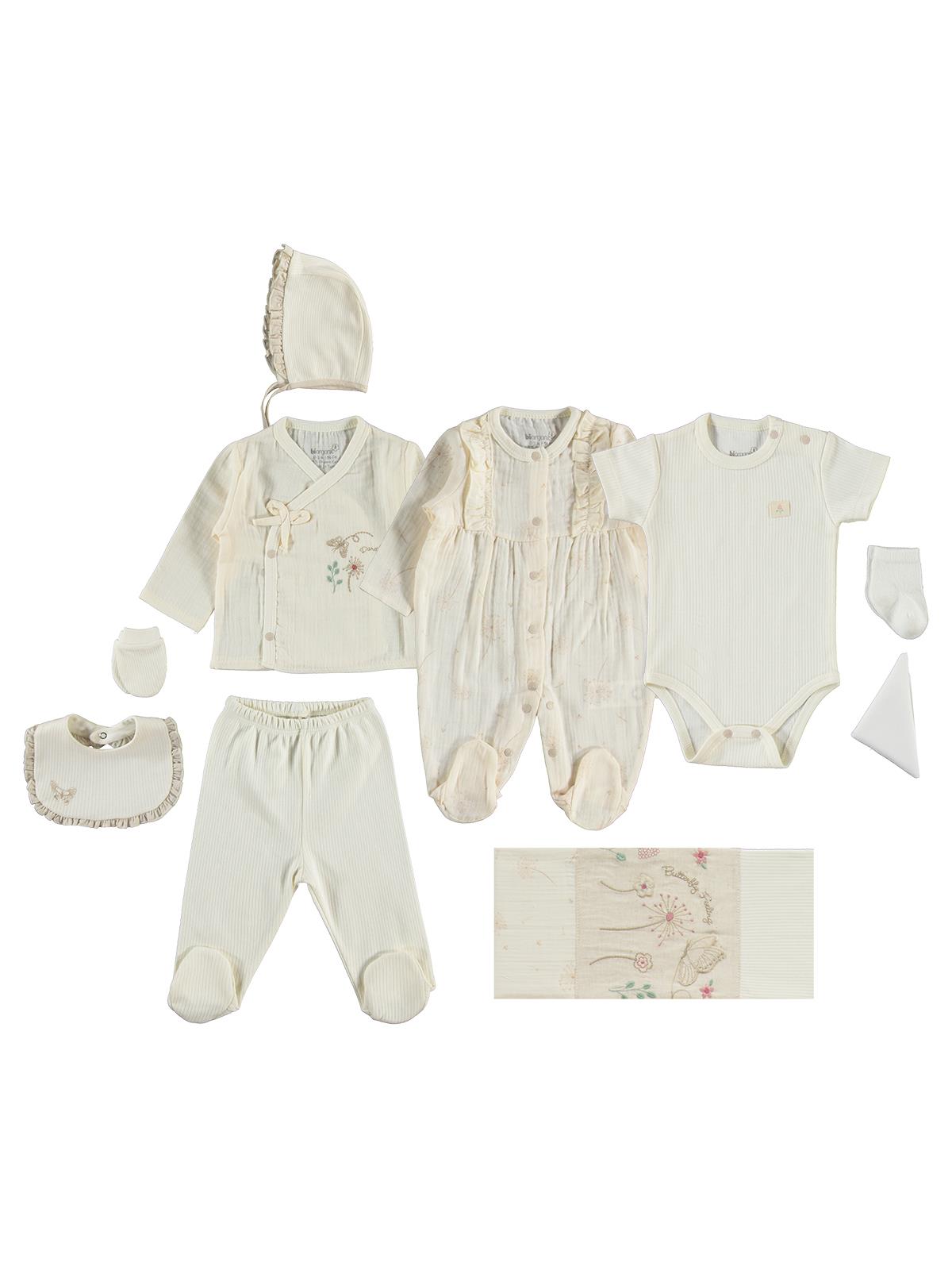 Biorganic Butterfly Feelıng 10 Parça Zıbın Seti 1-3 Ay - Ekru