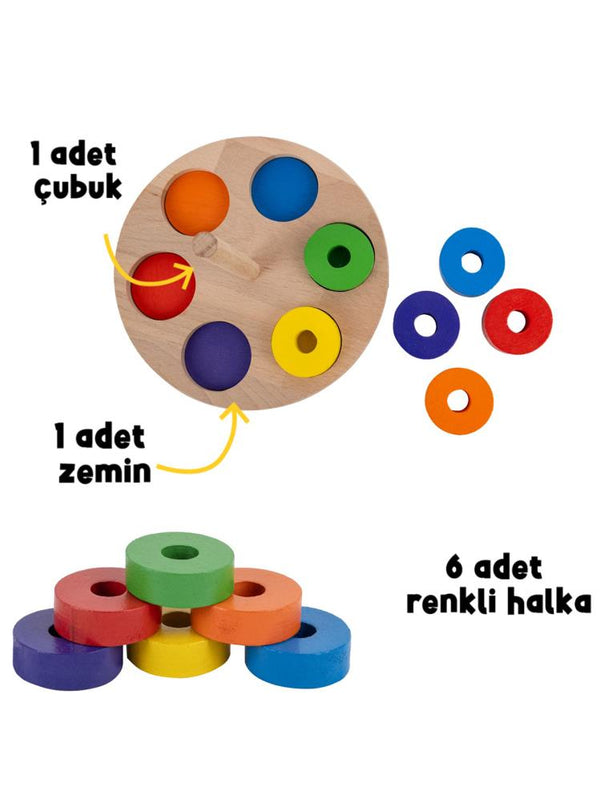 Bee Smart Ahşap Renkli Halkalar Eğitici Set