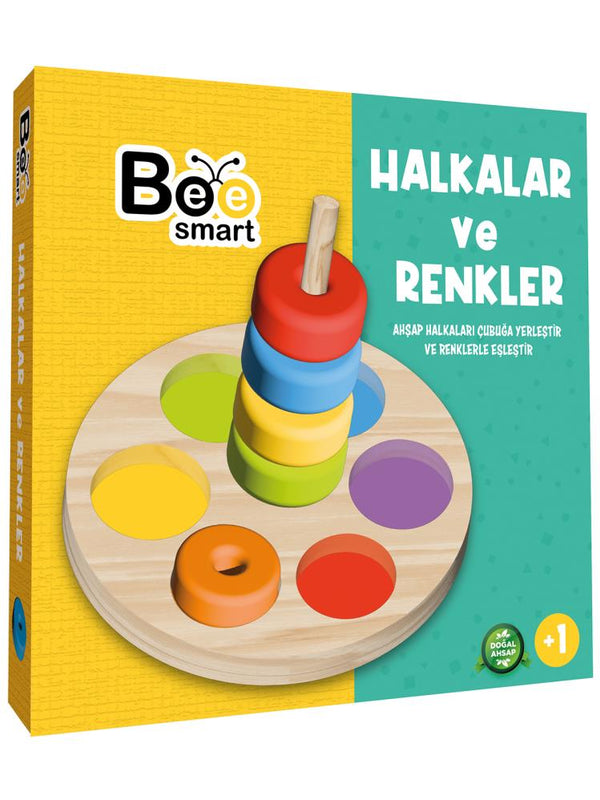 Bee Smart Ahşap Renkli Halkalar Eğitici Set